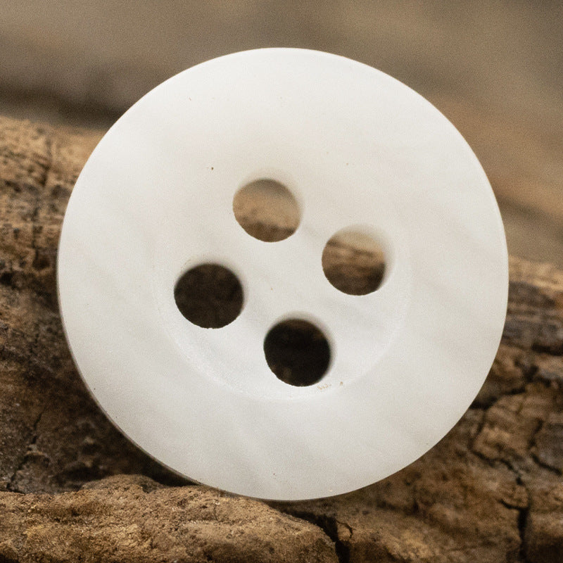 11.5mm Wood Grain Resin Buttons for Pure Linen Shirts Zen Clothing - 50pcs White
