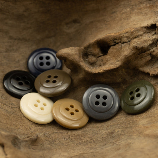 7-Color Round Four-Hole Resin Handsewn Button Set of 70
