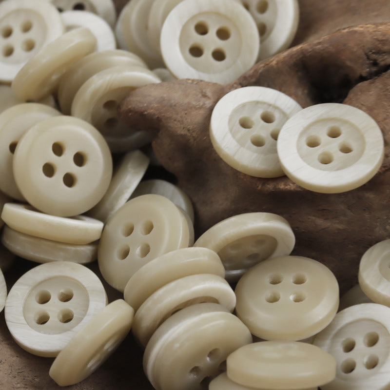 Wide-Edged Wood Grain Resin Buttons for Polo Shirts Collar,50PCS Tan