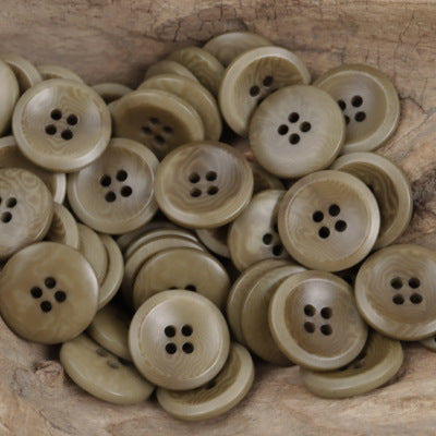 Vintage Natural Tagua Nut Buttons Round 10 Pack Khaiki