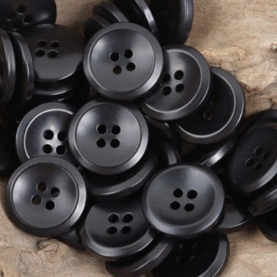 Vintage Natural Tagua Nut Buttons Round 10 Pack Black