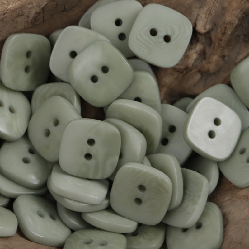 Square Natural Tagut Nut Buttons for Women's Fashion Cardigans,10pcs Gray Cyan