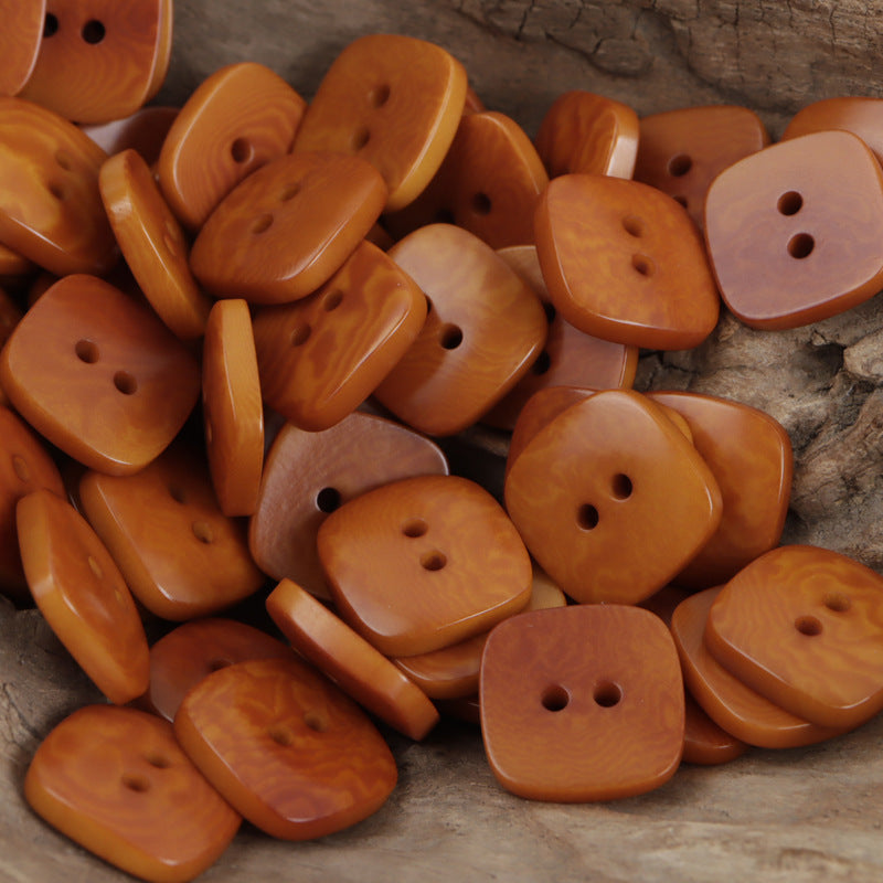 Square Natural Tagut Nut Buttons for Women's Fashion Cardigans,10pcs Orange
