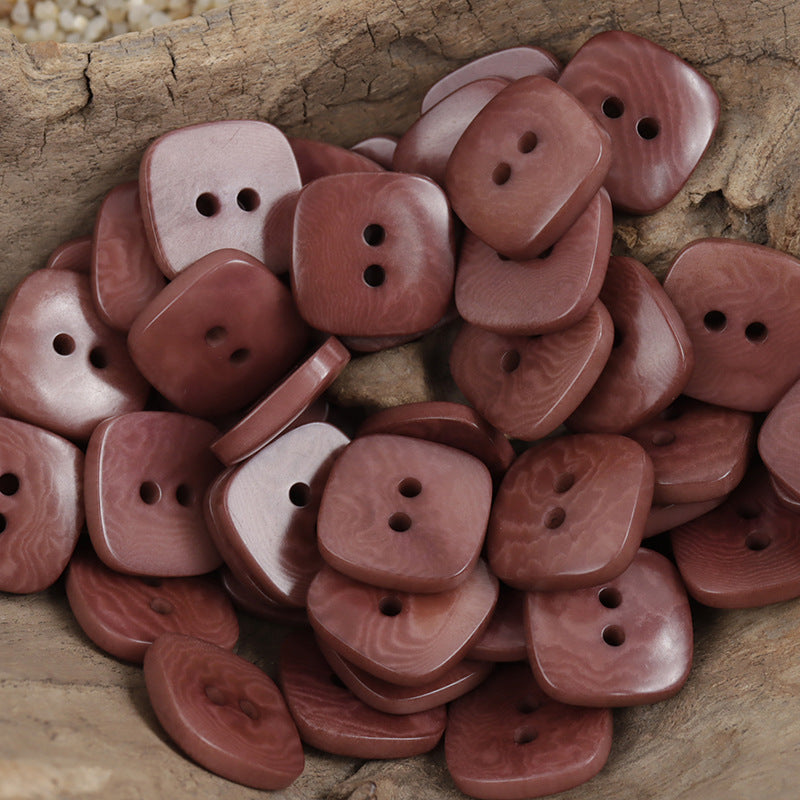 Square Natural Tagut Nut Buttons for Women's Fashion Cardigans,10pcs Red Purple