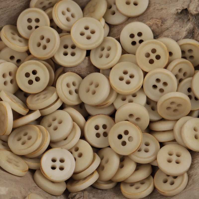 11.5mm Vintage Burnt Edge Tagua Nut Garment Buttons 20pcs Beige Yellow