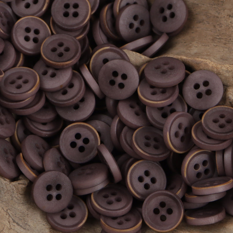 11.5mm Vintage Burnt Edge Tagua Nut Garment Buttons 20pcs Deep Purple