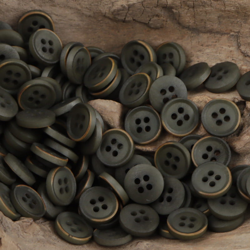 11.5mm Vintage Burnt Edge Tagua Nut Garment Buttons 20pcs Dark Green