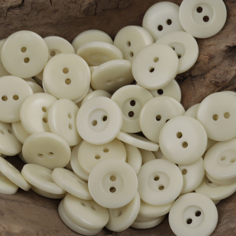 15mm Wide-Edged Simple Beige Two-Hole Natural Fruit Tagut Nut Buttons 10pcs