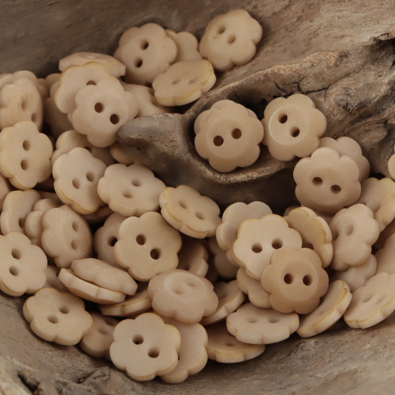 11.5mm Matte Floral Natural Tagut Nut Buttons for Kids 20pcs Light Orange