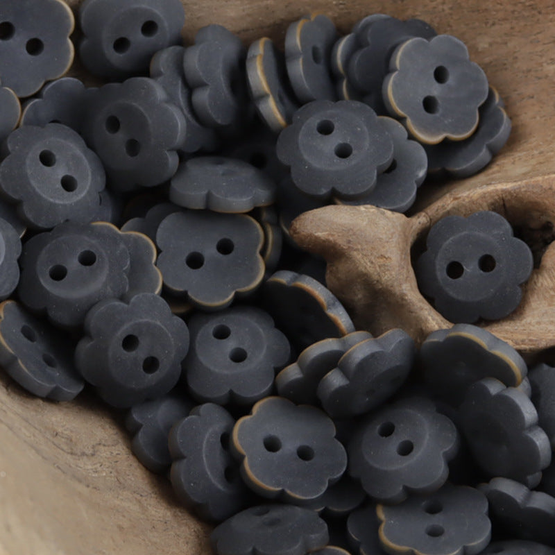 11.5mm Matte Floral Natural Tagut Nut Buttons for Kids 20pcs Gray Blue