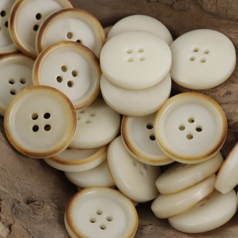 Rustic Charred Green Natural Fruit Buttons for Knitwear Canvas Bags 10PCS White