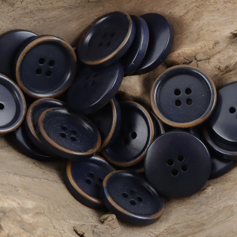 Rustic Charred Green Natural Fruit Buttons for Knitwear Canvas Bags 10PCS Deep Blue