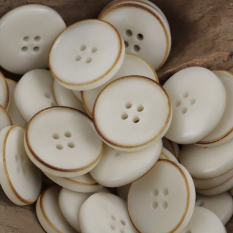 Burnt Vintage Dark Blue Natural Fruit Tagut Nut Buttons 10pcs White