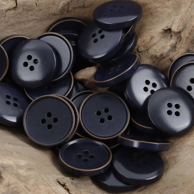 Burnt Vintage Dark Blue Natural Fruit Tagut Nut Buttons 10pcs Deep Blue