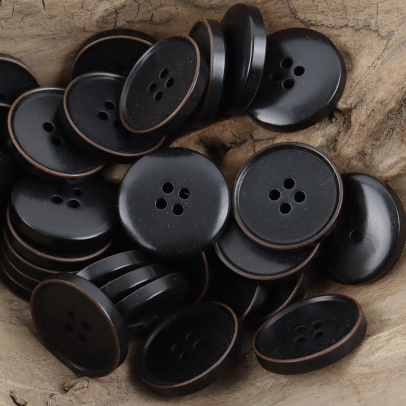 Burnt Vintage Dark Blue Natural Fruit Tagut Nut Buttons 10pcs Black
