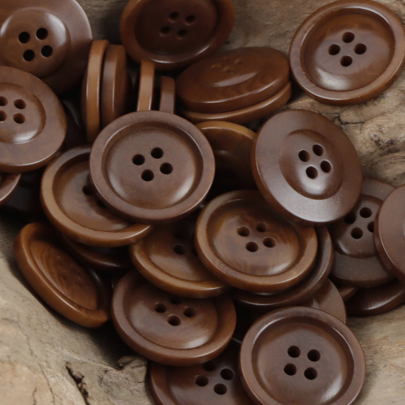 White Four-Hole Fruit Tagut Nut Buttons for Hoodies 10pcs Coffee