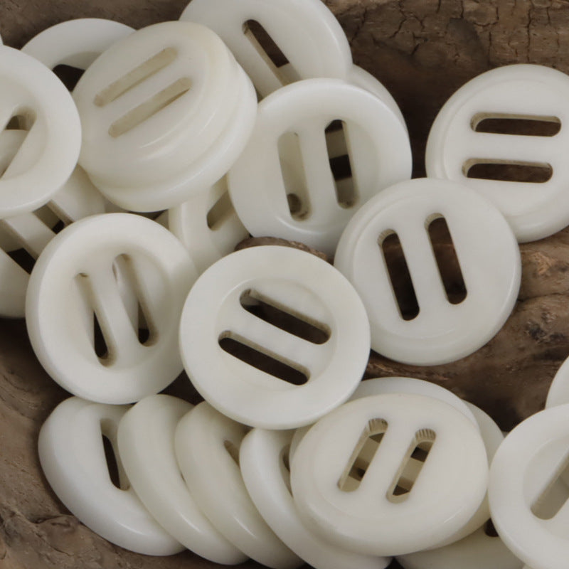 Retro Natural Tagut Nut Long-Eye Adjustable Slider Buckle 10PCS White