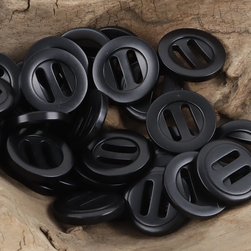 Retro Natural Tagut Nut Long-Eye Adjustable Slider Buckle 10PCS Black
