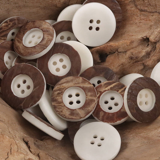 Vintage Distressed 4 Hole Fruit Buttons with Peel 10pcs