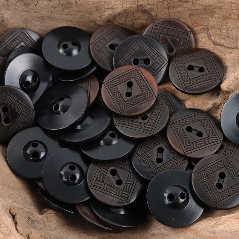 Creative Chessboard UFO Natural Tagua Nut Buttons,10pcs Black