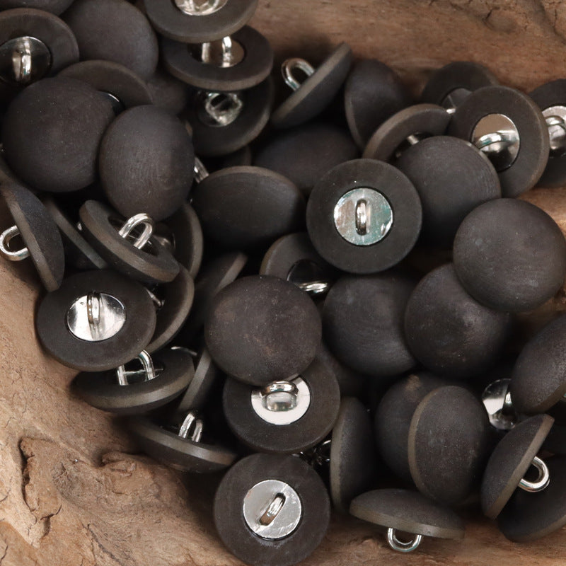 15mm Matte Coffee Natural Fruit Buttons with Metal Stems for Suit Cuffs 10pcs Coffee