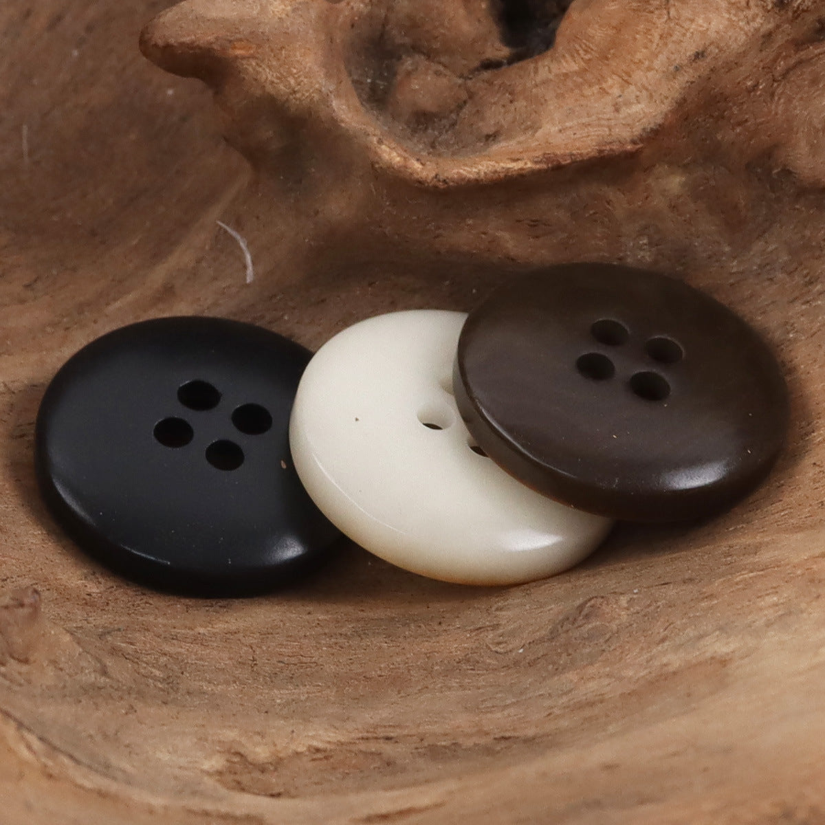 Bowl-Shaped Black Tagut Nut Buttons for Retro Fashion Coats 10pcs