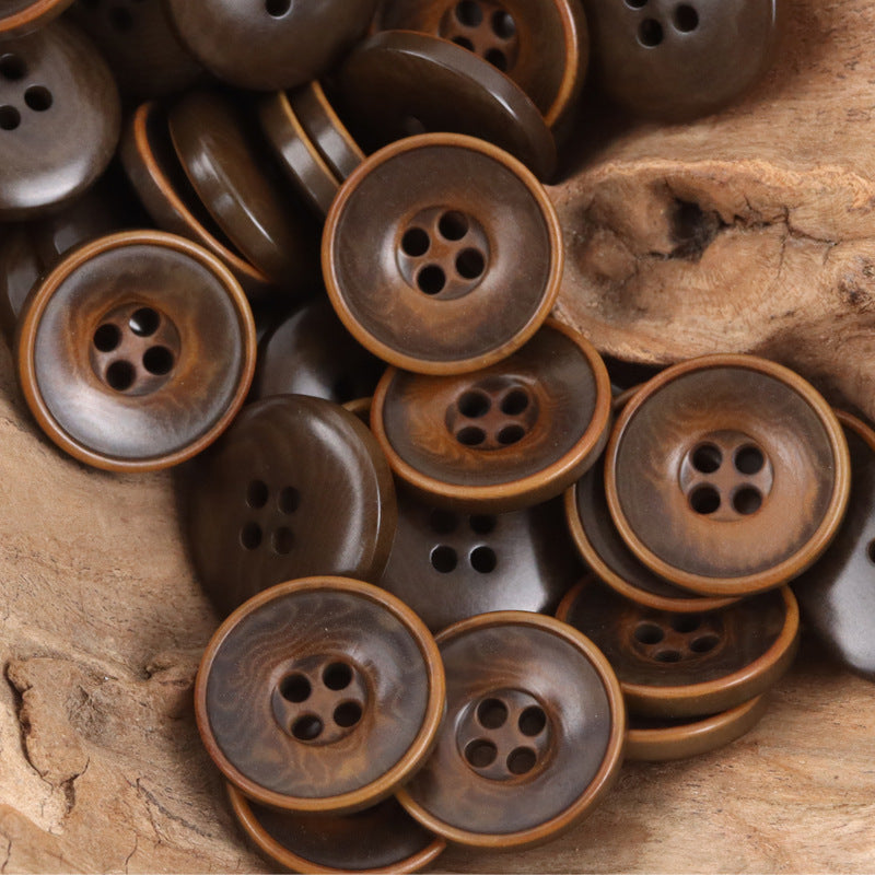 Bowl-Shaped Black Tagut Nut Buttons for Retro Fashion Coats 10pcs Coffee