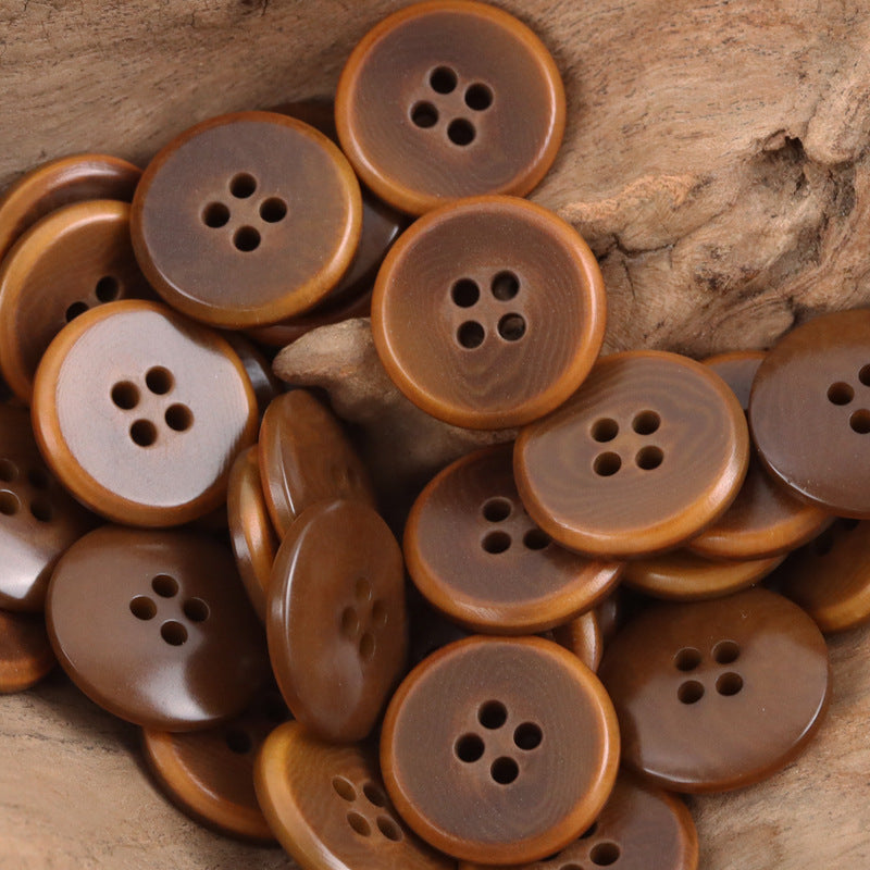 Vintage Caramel Palm Fruit Buttons Flame-Edged,10pcs Coffee