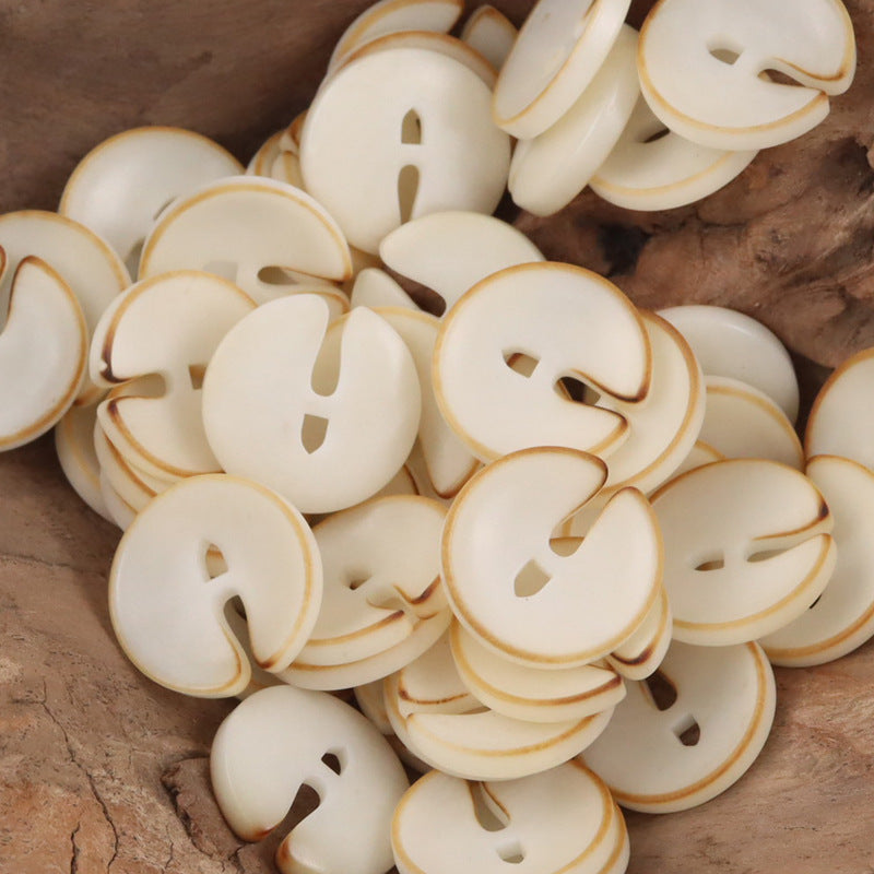 Cute Pac Man Natural Tagua Nut Buttons 10pcs Burnt Beige