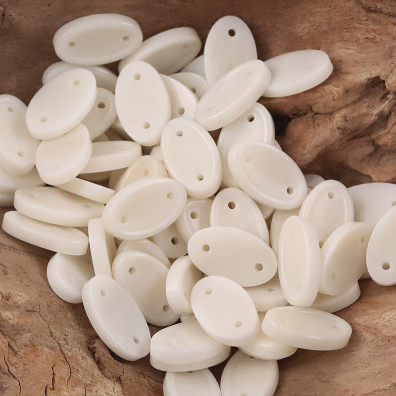 Long Oval Two-Hole Beige Natural Tagut Nut Buttons for Knitwear 10pcs