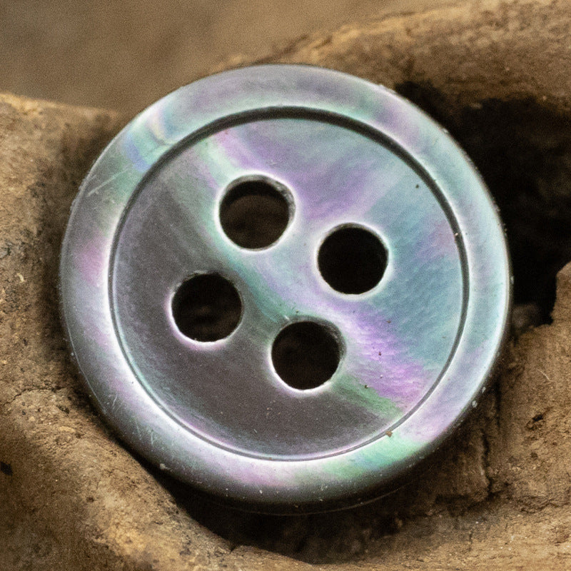 Tarot Shell Buttons Round 11.5mm 10 Pack Dark Blue