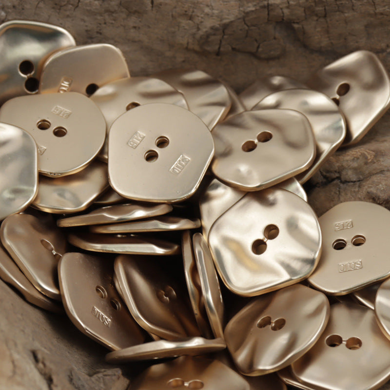Vintage Irregular Zinc Alloy Metal Buttons for Coats,10pcs Gold