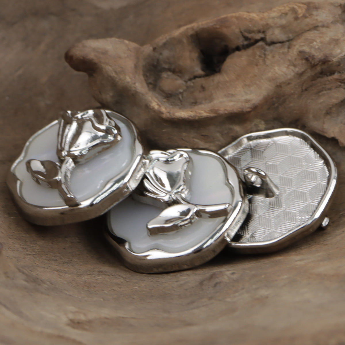 Silver Rose Decorative Metal Buttons for Tweed Blazer 10pcs