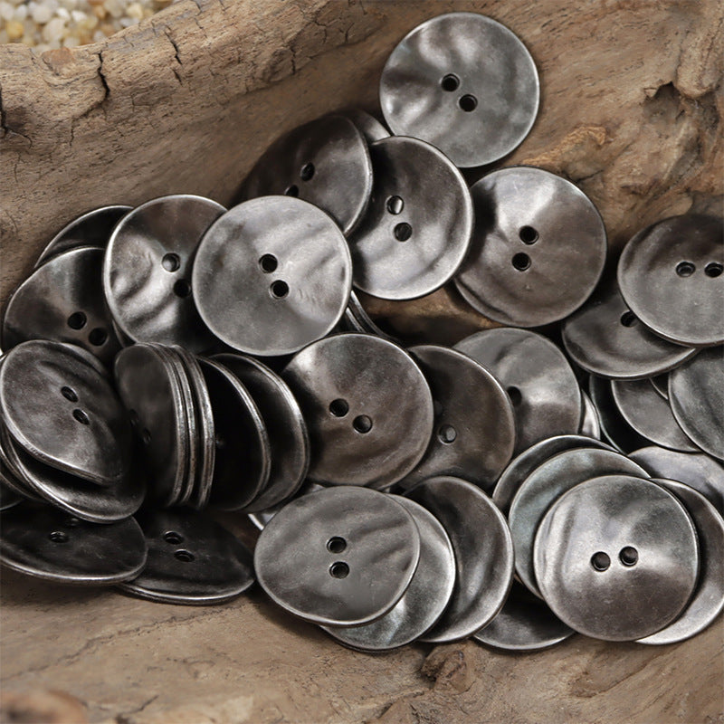 Retro Irregular Curved Matte Metal Buttons 10pcs Antique Silver