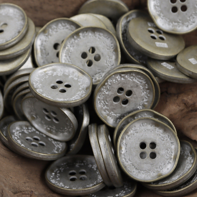 Irregular Wheat Spike Metal Buttons 4 hole,10pcs Antique Pewter