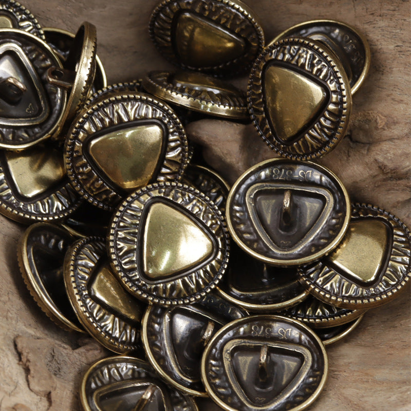 18mm 23mm Bronze Silver Triangle Pattern Metal Shank Buttons 10pcs Bronze
