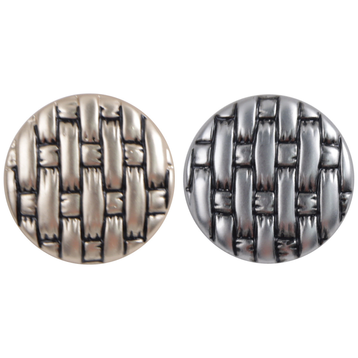 Gold Silver Metal Buttons with Black Lacquer Woven Pattern 10pcs