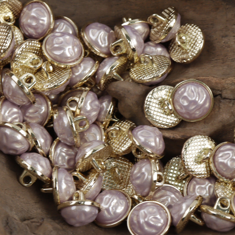 11.5mm Chinese Style Metal Base Buttons for Hanfu Skirt 10pcs Pink Purple
