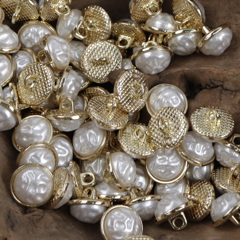 11.5mm Chinese Style Metal Base Buttons for Hanfu Skirt 10pcs Beige