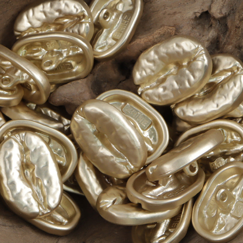 Distressed Decorative Coffee Bean Metal Buttons,10pcs Gold