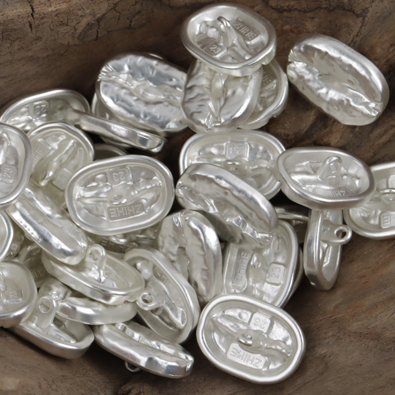 Distressed Decorative Coffee Bean Metal Buttons,10pcs Silver