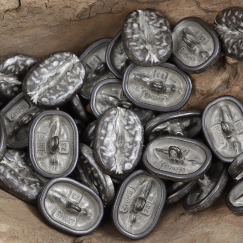 Distressed Decorative Coffee Bean Metal Buttons,10pcs Dark Tin