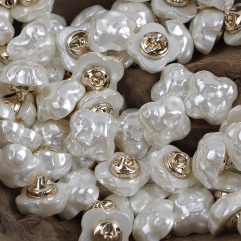 Colorful Cloud Resin Buttons with Metal Shanks for Bracelet Making 10pcs White