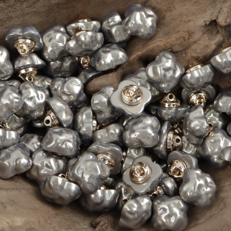 Colorful Cloud Resin Buttons with Metal Shanks for Bracelet Making 10pcs Gray