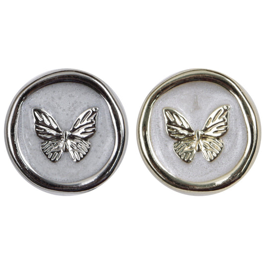 Gold and Silver Butterfly Pattern Metal Buttons with Handles 10pcs
