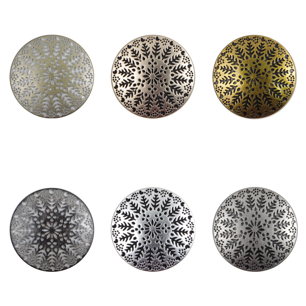 Symmetrical Small Tree Pattern Round Metal Buttons with Shank 10pcs