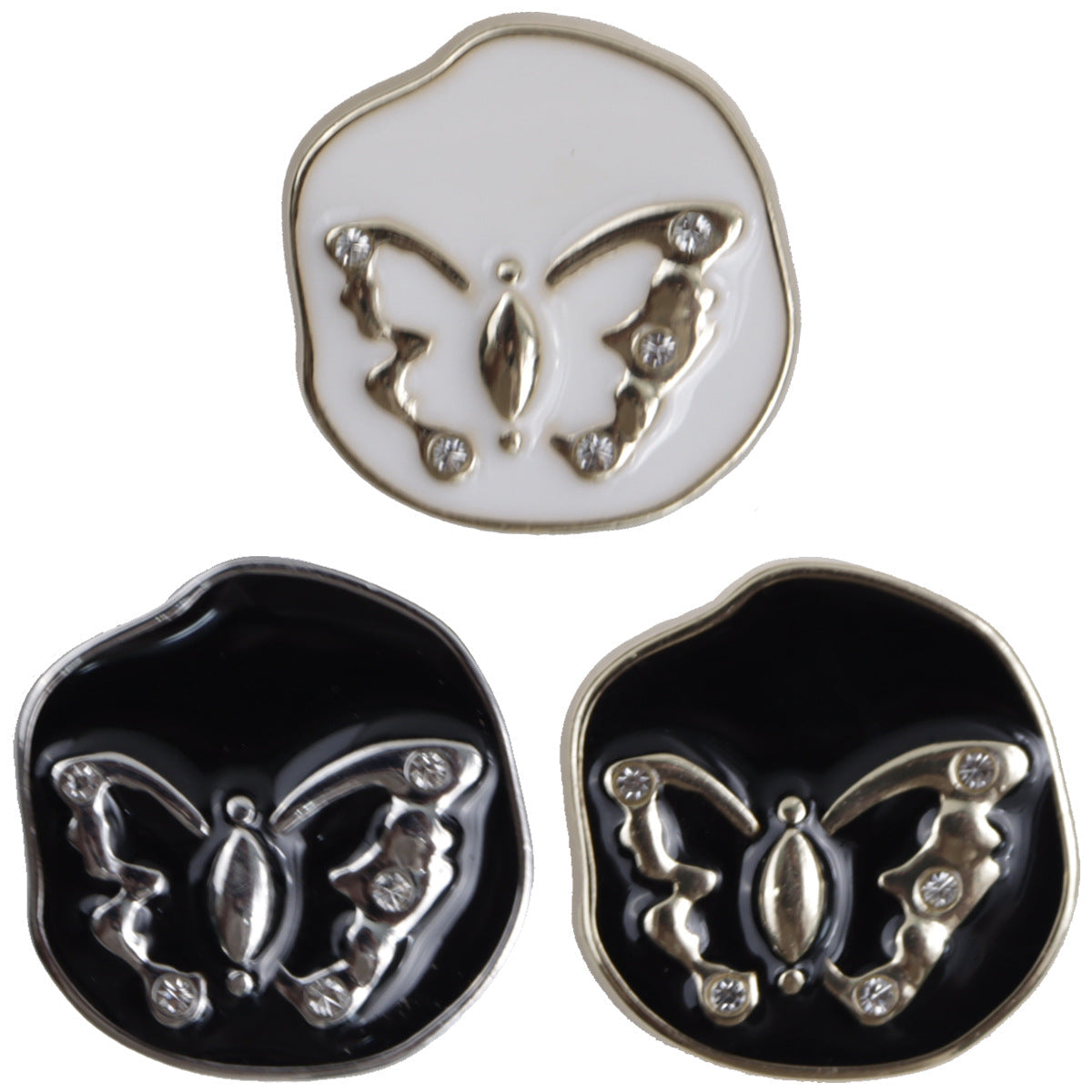 Irregular White Gold Butterfly Pattern Metal Shank Buttons 10pcs