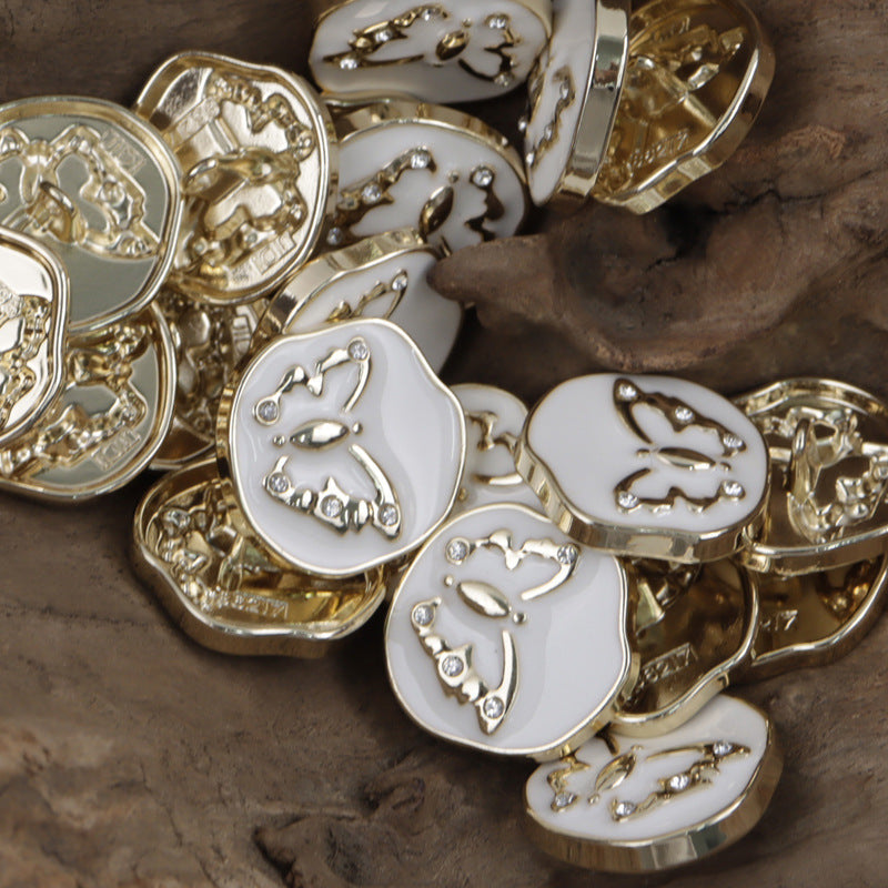 Irregular White Gold Butterfly Pattern Metal Shank Buttons 10pcs White Gold