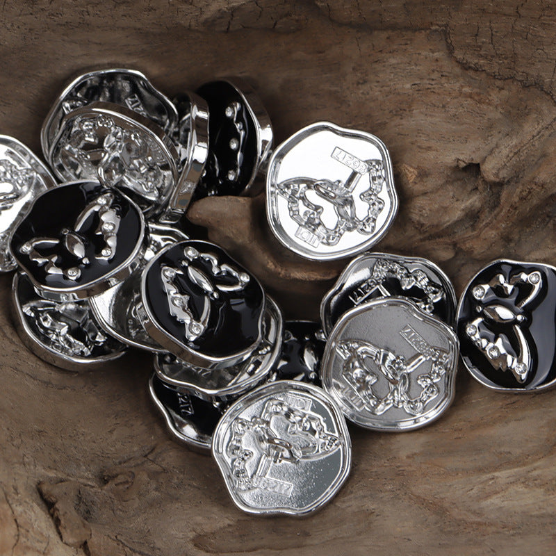 Irregular White Gold Butterfly Pattern Metal Shank Buttons 10pcs Black Silver