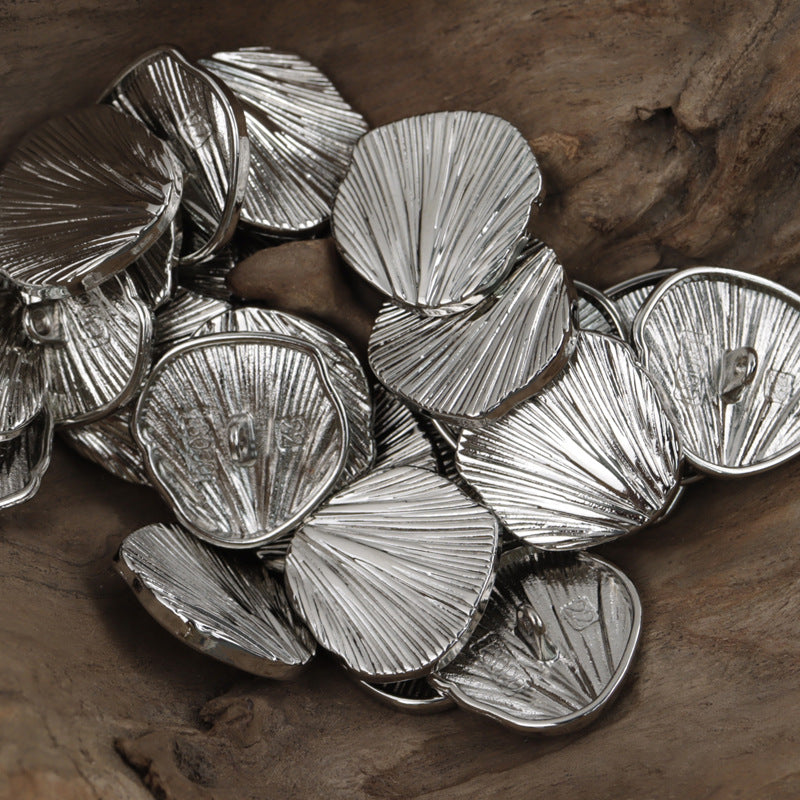 Irregular Ginkgo Leaf Fan-Shaped Gold and Silver Metal Buttons 10pcs Silver